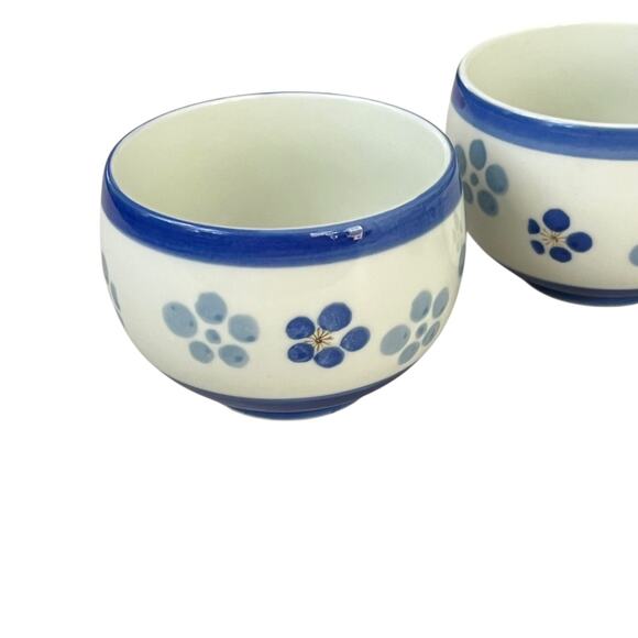 Set of 4 Vintage Japan Koransha Arita Ware Porcelain Teacups Bowls Blue Floral - Picture 3 of 11